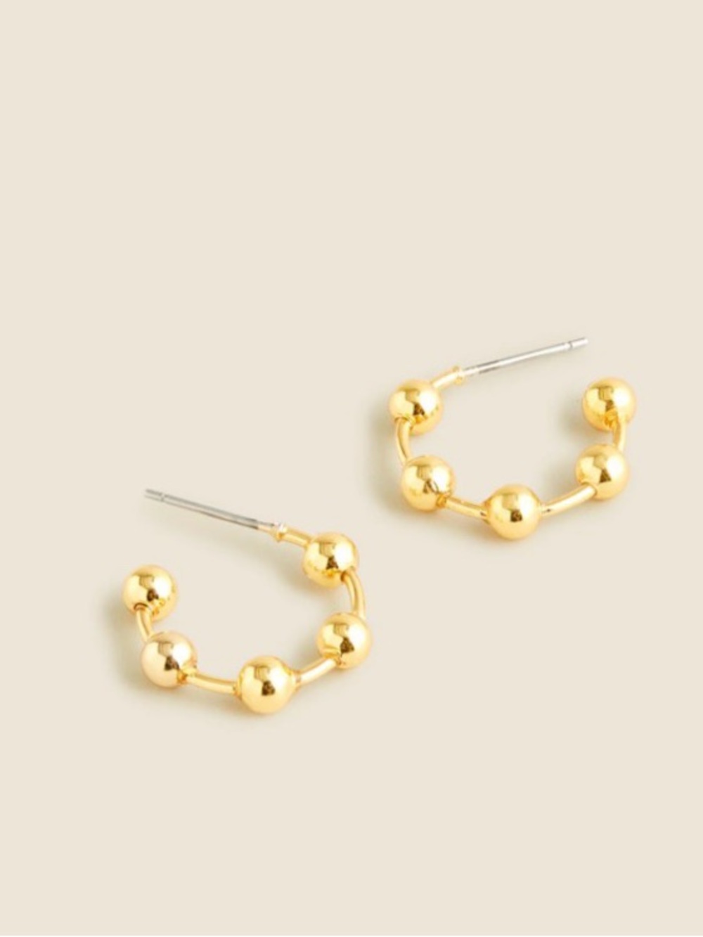 NWOT! J. Crew Small BEADED HOOP EARRINGS - Gold